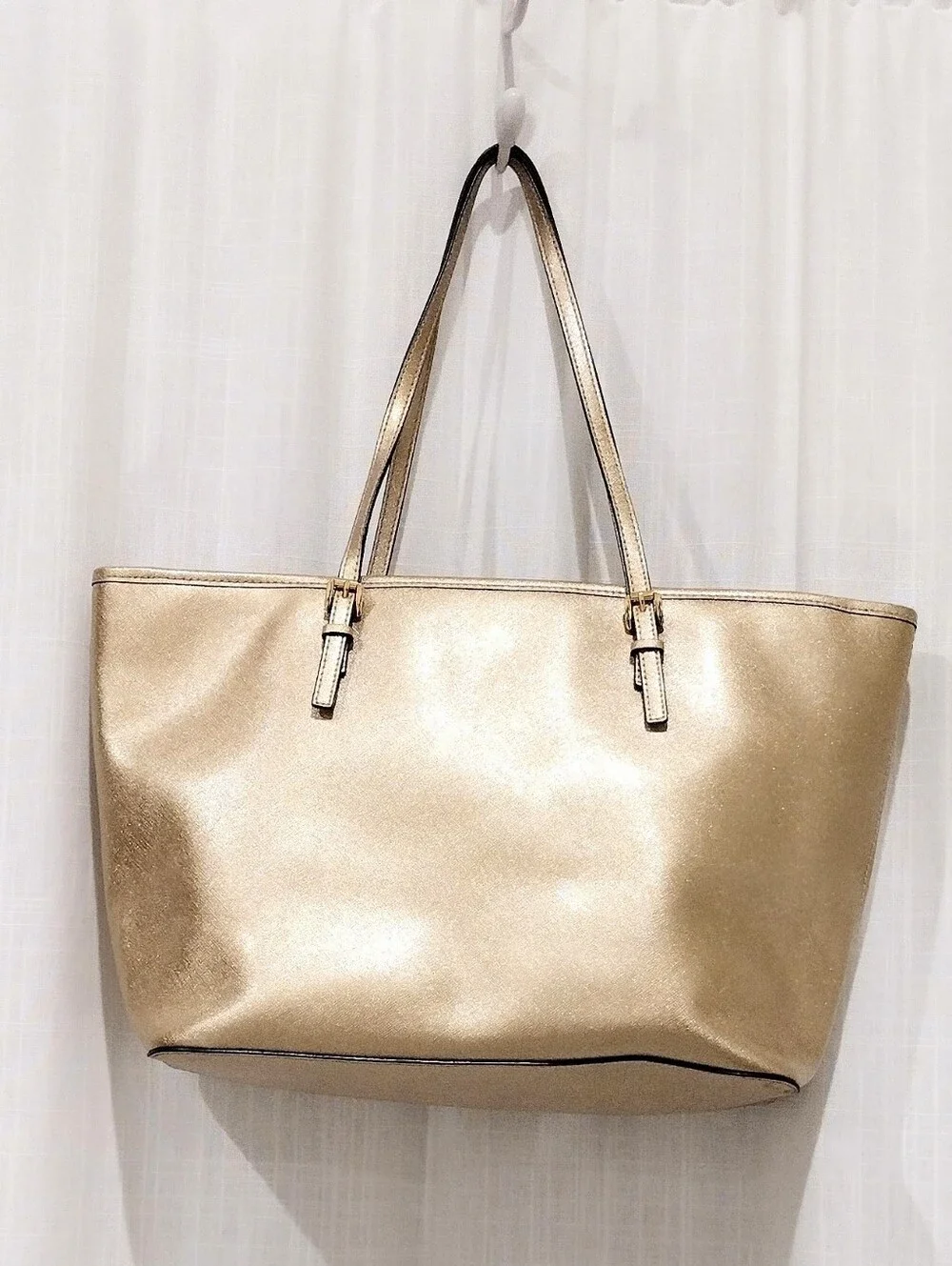 Michael Kors Metallic Gold Tote with Logo Charm